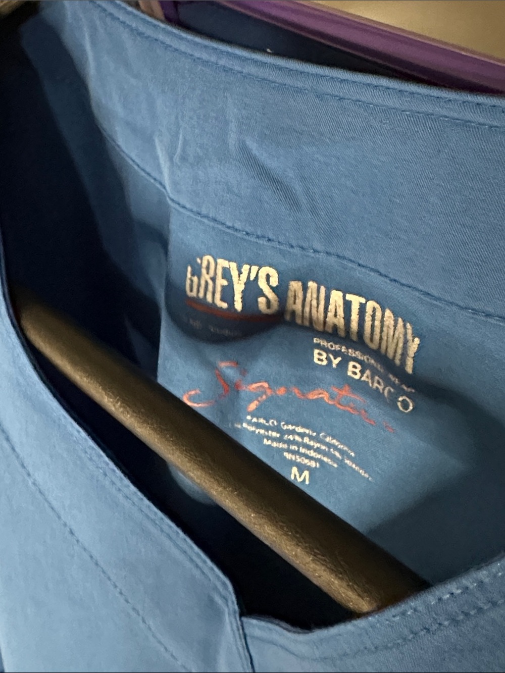 Grey’s Anatomy Women’s by Barco Signature Empire Wrap Scrub Top in Royal Blue - Picture 3 of 5